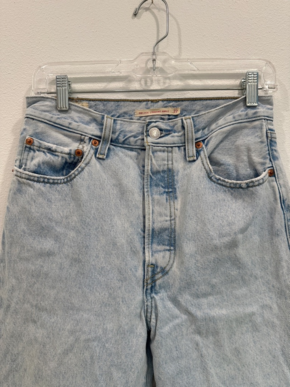 Levi Strauss Light Wash Ribcage Straight Ankle Jeans size 27 - Picture 2 of 9